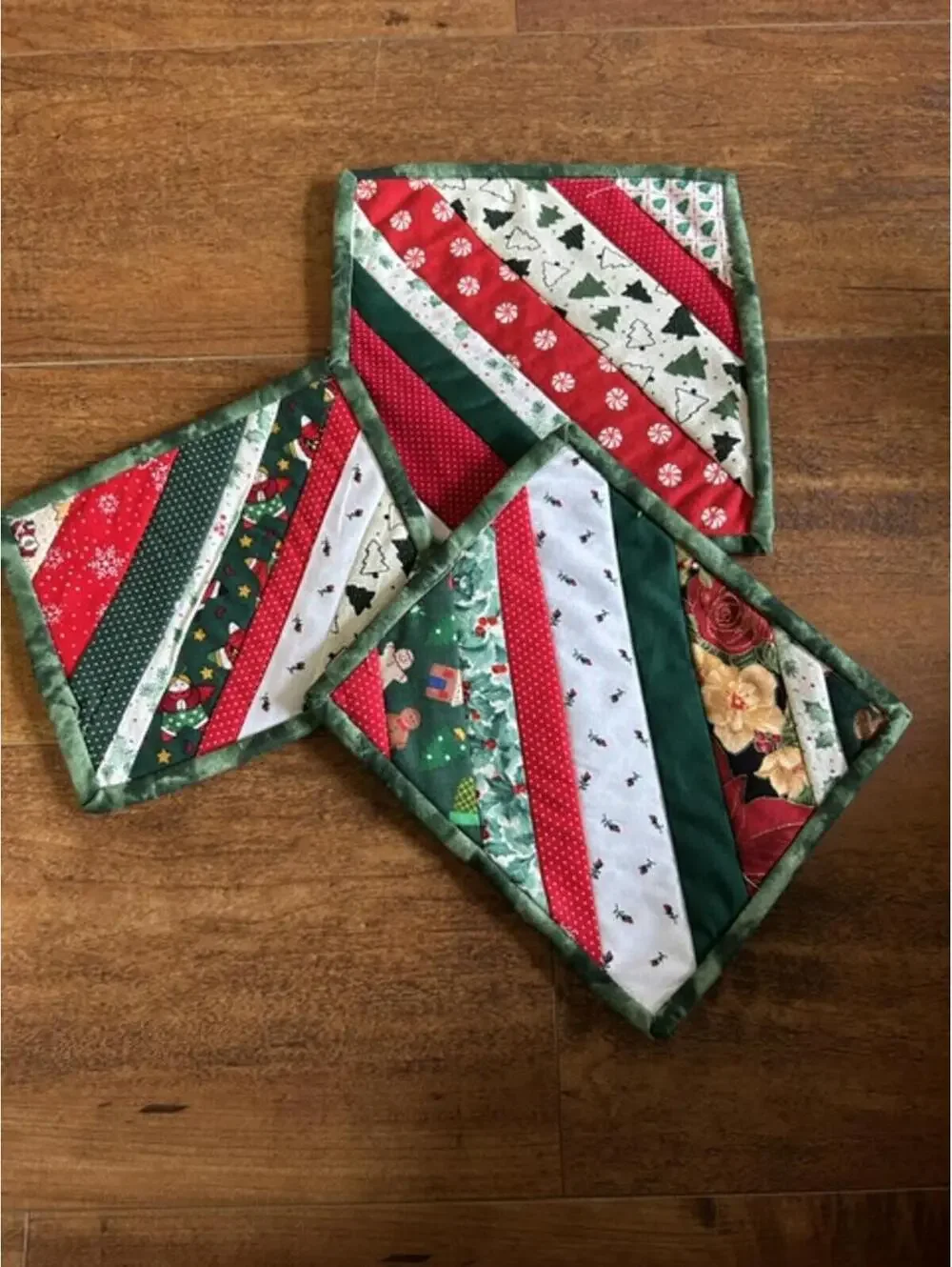 Set of 3 Christmas Handmade Quilted Pot Holders